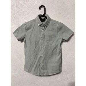 JOGAL Boys Size 8 Green White Striped Short Sleeve Button Down Shirt Casual